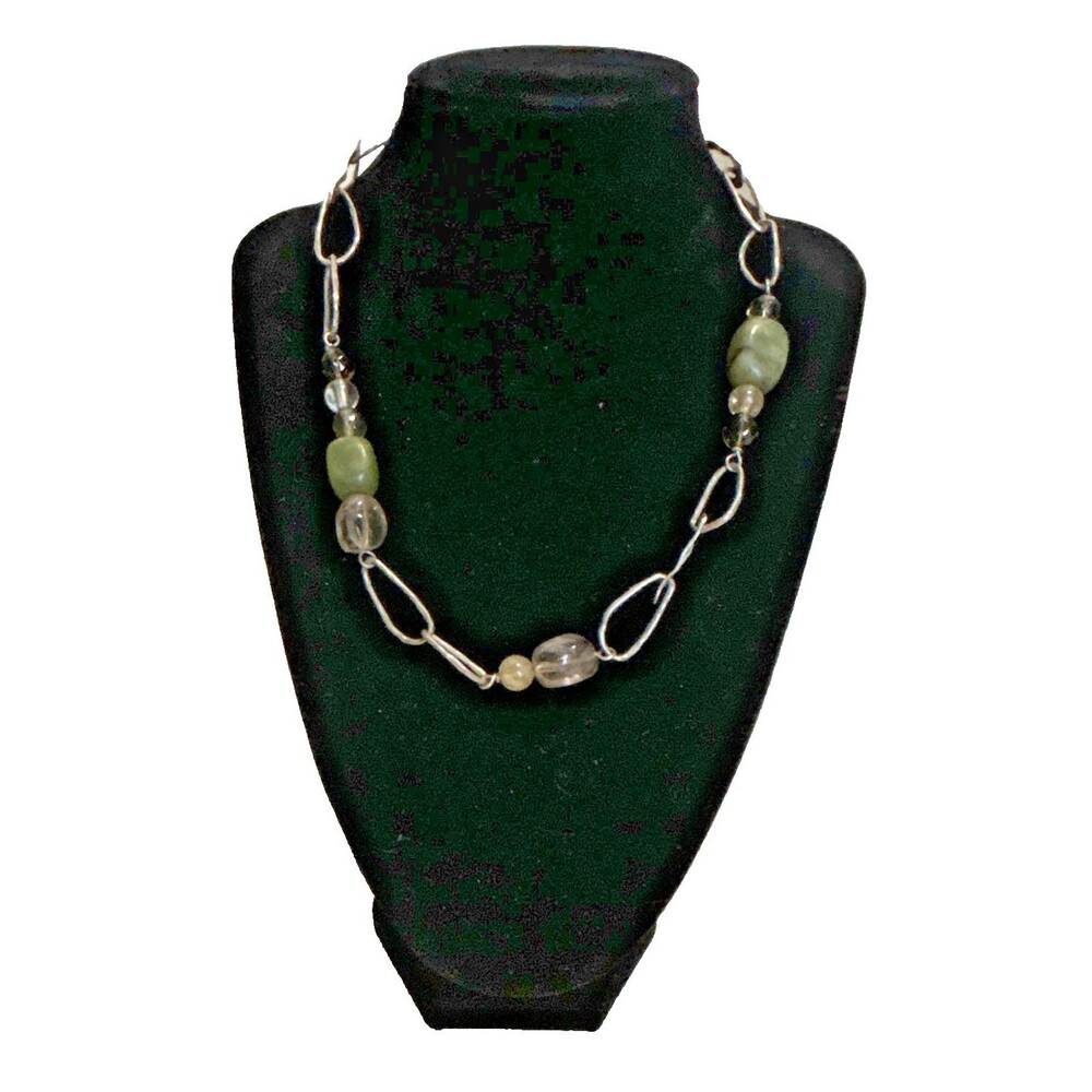 Retired Silpada N1218 Sterling Silver Jade Smoky Quartz Link Necklace 18"